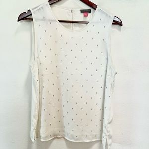 Vince Camuto Embellished Sleeveless Blouse / Pearl Ivory / Size Small